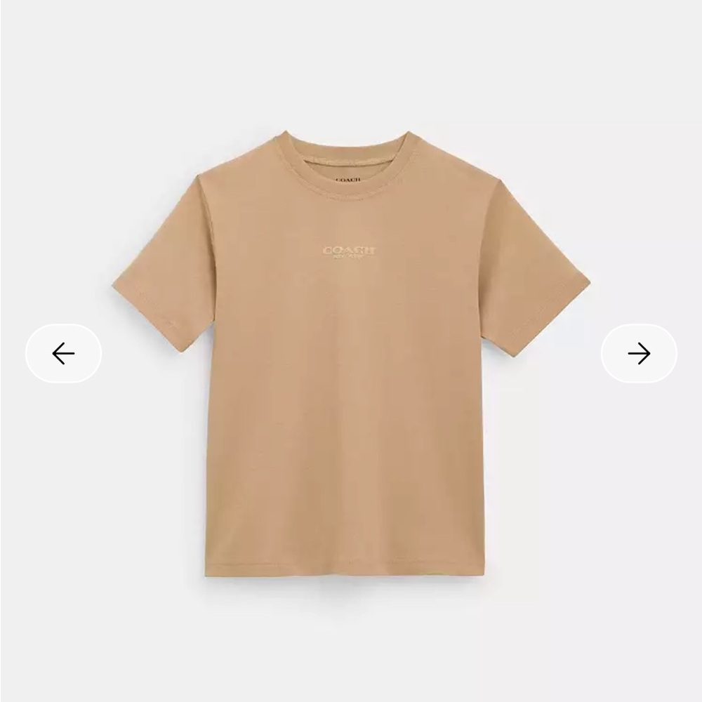 Woman’s Coach Tan Short Sleeve Logo Tee NWOT